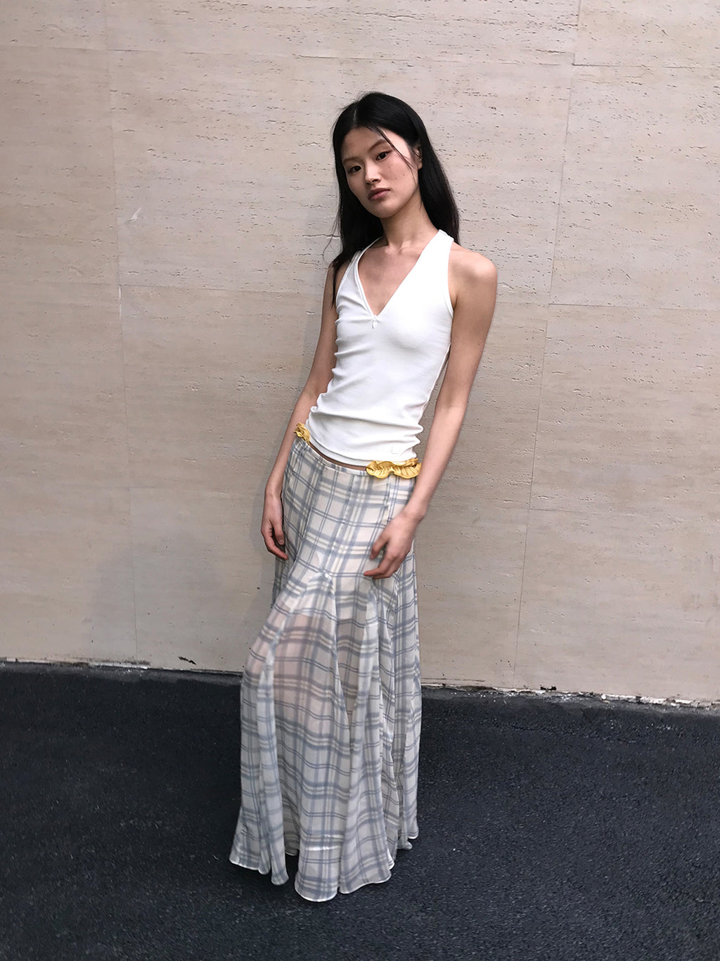 Soft Plaid Maxi Skirt
