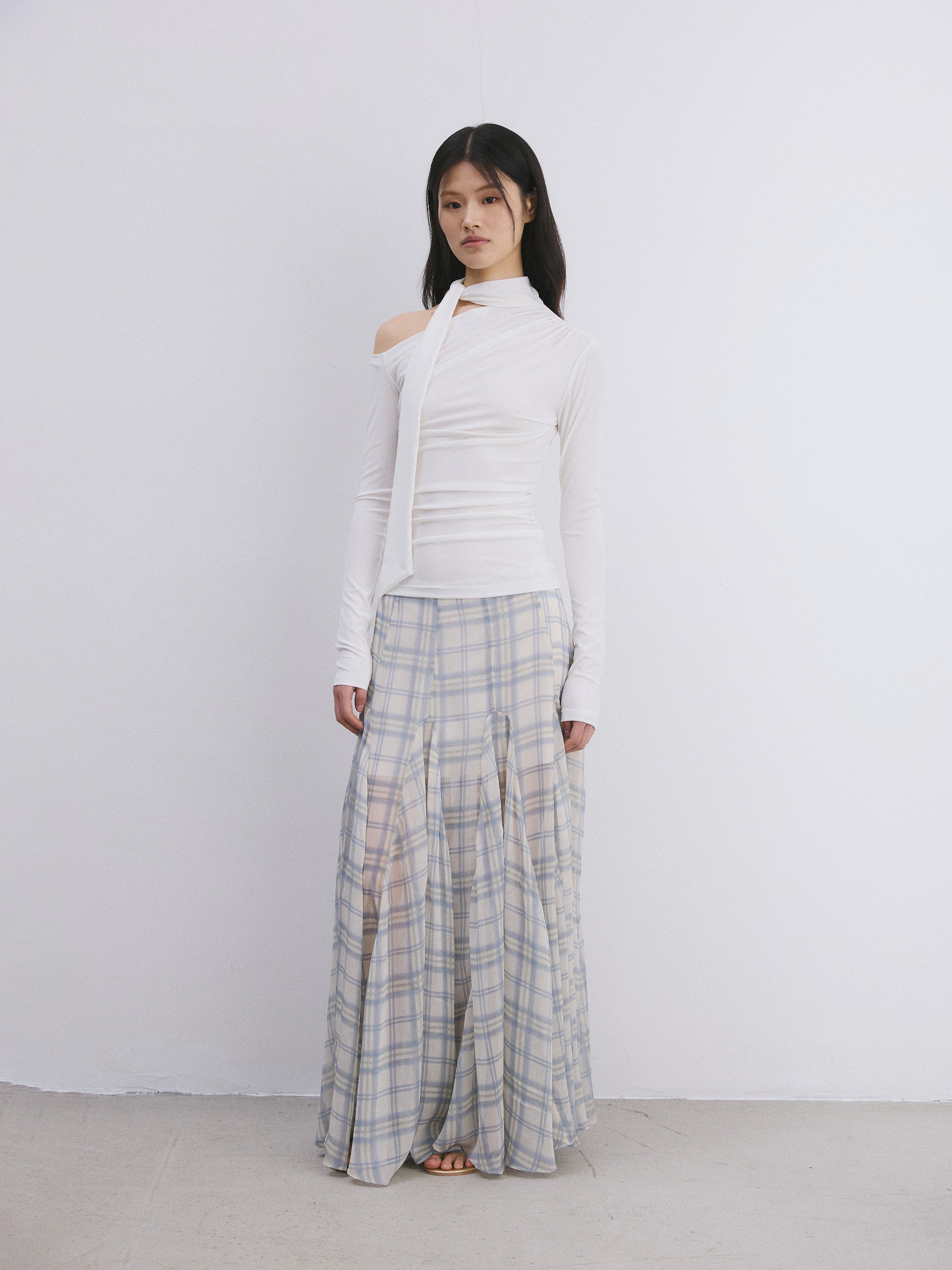 Soft Plaid Maxi Skirt