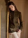Napoleon Jacket Women with Double Breasted Canvas Fitted