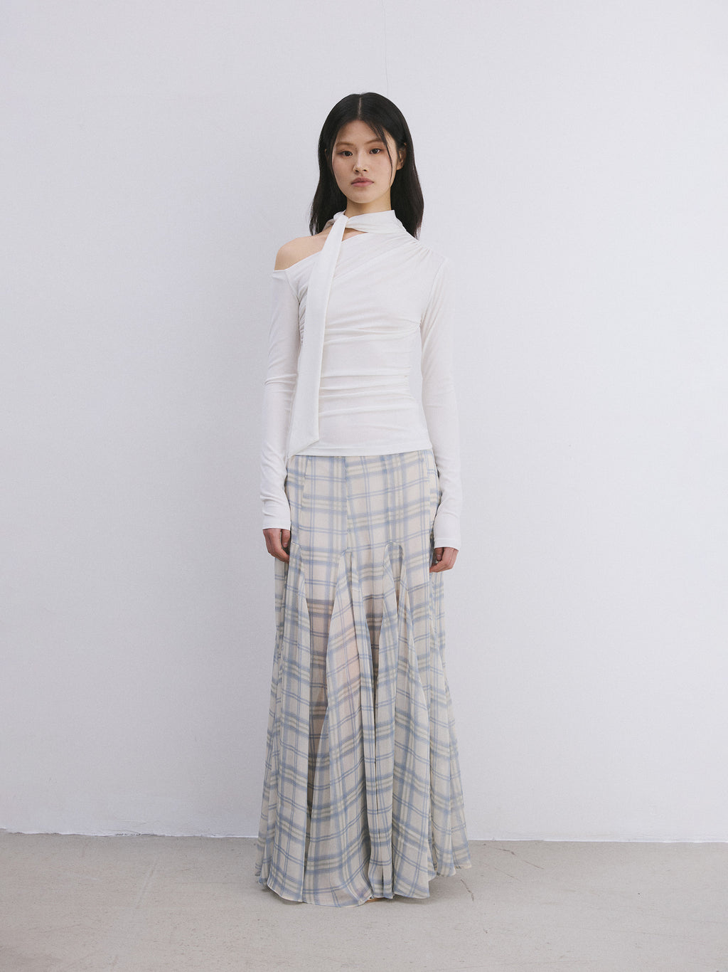 Soft Plaid Maxi Skirt