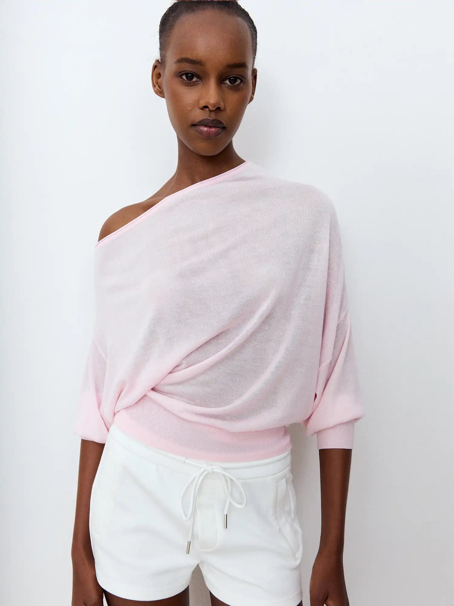 Asymmetric Sheer Knit Top