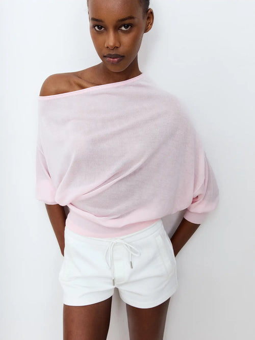 Asymmetric Sheer Knit Top