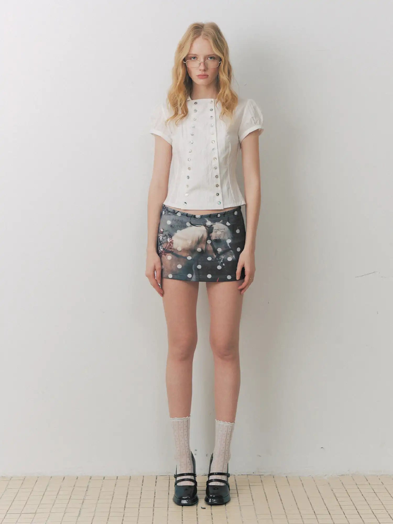 Deleteex Shell Button Puff Sleeve Shirt | Canton Collective