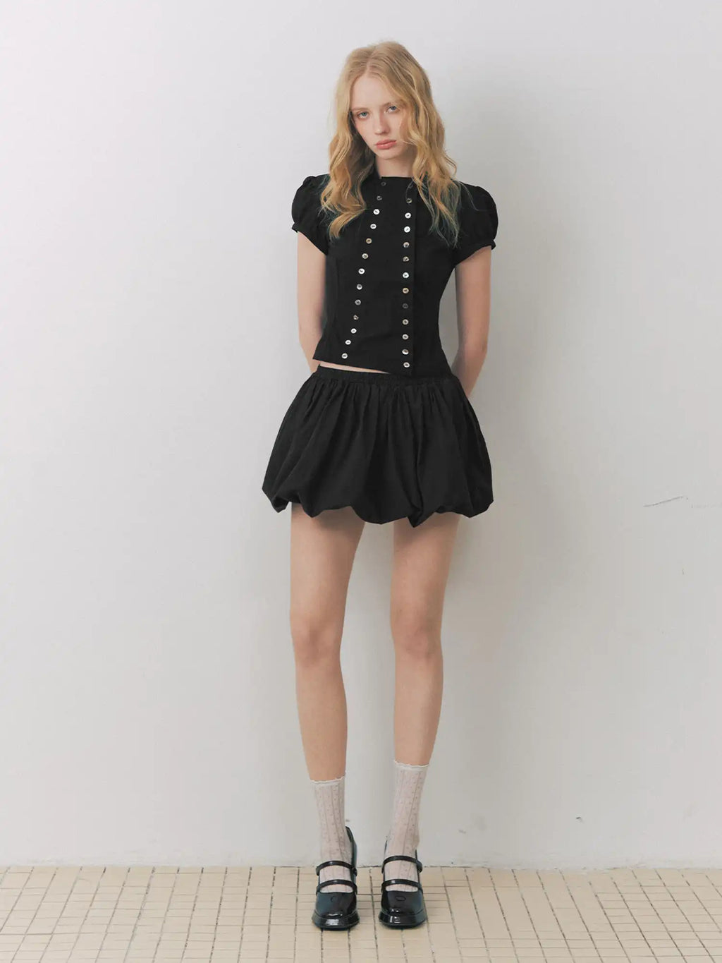 Deleteex Shell Button Puff Sleeve Shirt | Canton Collective