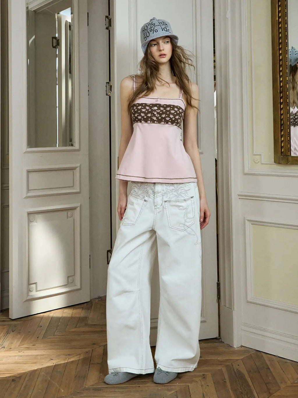 Deleteex Y2K Vibe Claywashed Blade Jeans With Art Deco Swirl Embroidery | Canton Collective